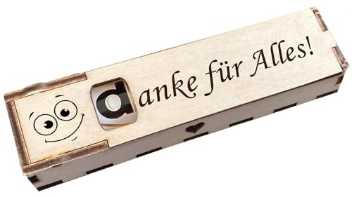 Duplo Holzbox mit Schokoriegel Geschenkbox mit Spruch Gravur Schokolade Mitbringsel Geschenkidee (Danke für Alles)