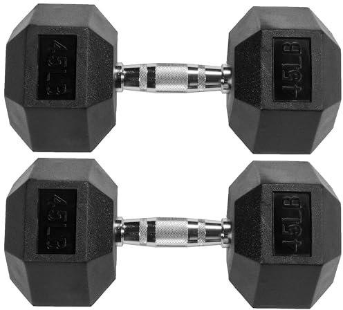 Signature Fitness Manubri esagonali rivestiti in gomma, coppia da 20,4 kg