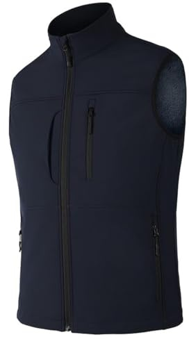 Zzkouine Hommes Softshell Vest Doublure Cyclisme Gilet Coupe Vent sans Manches Veste de vélo Veste d'entraînement pour Hommes Jeans Gilet de pêche Suture Protection Gilet de Travail Gilet Hommes