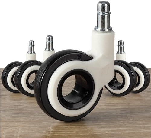 GBL Lot de 5 Roulette Chaise Bureau - Roue Pivotante en Caoutchouc Tige 11mm - Roulettes Fauteuil de Bureau avec Roulement Silencieux pour Protection Parquet Tapis Carrelage Vinyle