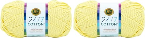 Lion Brand Yarn Company Cotton Yarn, 100 Percent Cotton, Lemon,15.24x6.35x6.35 cm (Pack of 2)