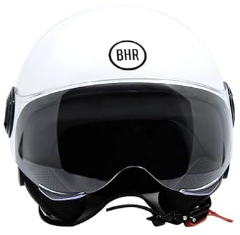 BHR Casco Demi-Jet 835 SPECIAL - Casco Scooter Omologato ECE 22.06 con Visiera a Occhiale Antigraffio - Sgancio Micrometrico e Guanciali Removibili - Bianco S
