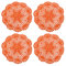sourcing map Häkeldeckchen, 4 Stück, 20,3 cm, handgefertigt, gehäkelte Baumwoll-Untersetzer, runde Spitzen-Tischsets mit Blumenmuster für Hochzeit, Party, Dekoration (Orange)