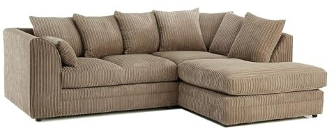 SOFASELECTIONUK LTD Jumbo Cord Scatter Back 4-Seater Right Hand Facing Corner Sofa: Elevate Your Living Room With Comfort and Style (Beige, Right Hand Facing)