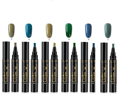Gel Nagellack Pen 6pcs One Step Nagel Gel Pen 3 in 1 einweichen Verfügbare Nail Art Tools，Trocknung mit UV-Lampe Erforderlich #1 (#2)
