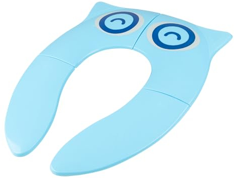 Toral Asiento Orinal Portatil Niños Plegable para WC con Bolsa de Transporte. Ayuda al aprendizaje de bebe y niños. Adaptador wc niños infantil portátil para vater ideal para viajes. Modelo Buho Azul