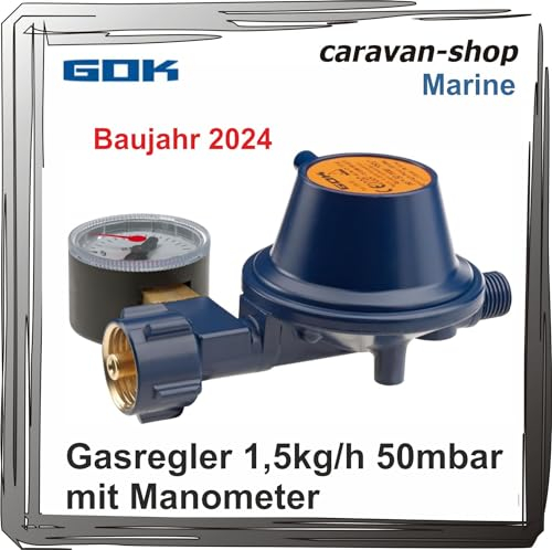 Druckminderer für Marine Boot 50 mbar 1,5kg/h Manometer Marineregler Gasregler