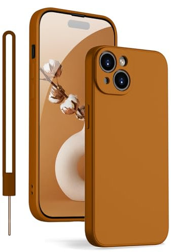 KPPIT for iPhone 15 Case Silicone,Shockproof Cover with Microfiber Lining 6.1 inch,Silky-Soft Touch Full-Body Protective iPhone 15 Phone Case(Brow) Brown