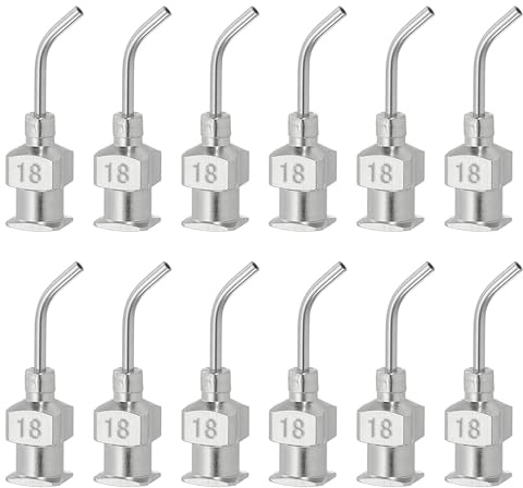 PATIKIL 12 Stück Gebogene stumpfe Spitze Dosiernadel 18G 0,5 Zoll Edelstahl