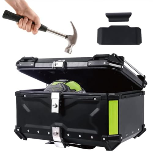 Baúl De Moto, 45L 55L 65L 80L100L Impermeable Maleta Para Scooter, Aluminio Caja De Moto, Universal Baúl Trasero Con Cerradura De Seguridad Black,80L