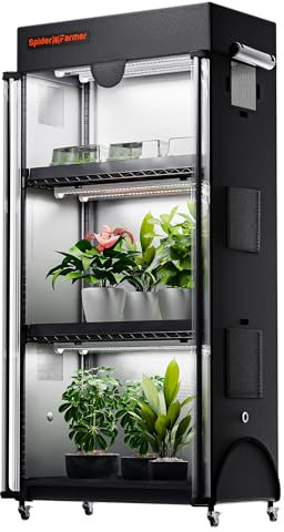 Spider Farmer Soporte para plantas 2025 con luces de cultivo, estante para plantas de 4 niveles con 6 lámparas LED de espectro completo de 2 pies y tienda de cultivo, para invernadero de crecimiento