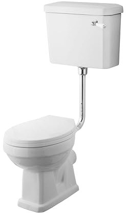 Kinston Traditional Low Level Toilet Pan, Cistern, Flush Pipe Kit & Soft Close Seat - White - Balterley