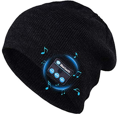 Puersit Bluetooth Beanie Mütze Kopfhörer Waschbare Freizeit Strickmütze Headset Geeignet für Outdoor-Sportarten Einzigartige Geschenke für Weihnachts, Geburtstag