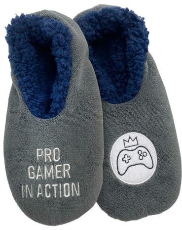 Baffies Light Pro Gamer Slippers | Soft Fluffy Mens Slippers | Cosy Winter Gift & Gaming Accessories Gifts | Non-Slip Small Medium Large