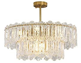Lustres Lustre en cristal lustre français lumière luxe pastorale lampe de salon atmosphérique villa hall lampe net rouge chambre verre lampe restaurant lampe -A-Plafonnier 50 cm (60 cm de diamètre/2