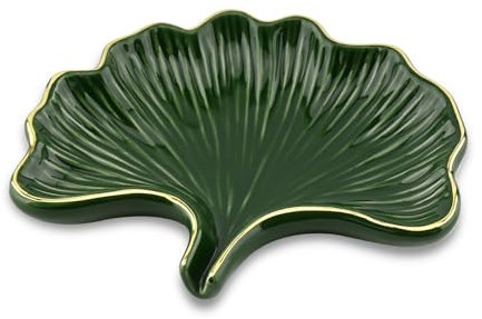 YoHyien Jabonera Ceramica, Jabonera con Forma de Hoja de Ginkgo, Jabonera Esponja, Jaboneras para Pastillas de Jabon, Saboneteira para Baño, Cocina, Ducha (Verde)