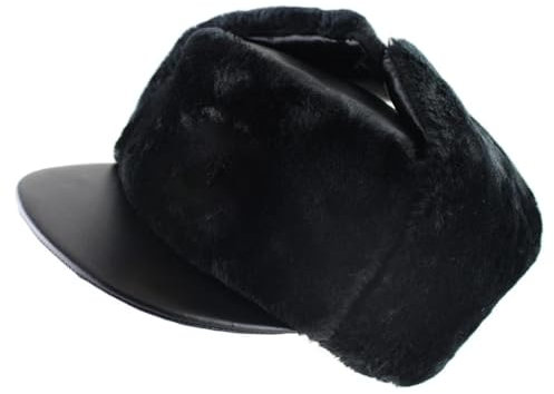 YUECIBAI Fliegermützen Pu-Leder Trooper Hut Pelz Ohr Klappe Männer Schnee Kappe 54-58Cm 4