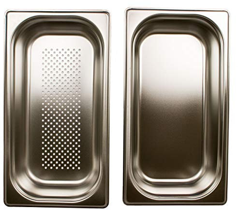 AcMax Dampfgaren Set gelocht GN 1/3 Gastronormbehälter aus Edelstahl 2,5 Liter Tiefe 65mm