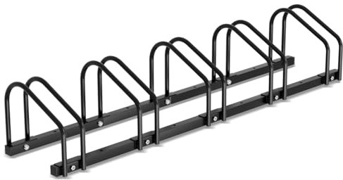 Ikodm Fahrradständer für 5 Fahrräder mit 30cm Radabstand für 35-55 mm Reifenbreite, Fahrradhalter Aufstellständer, Fahrradständer Boden für Boden und Wandmontage, Schwarz