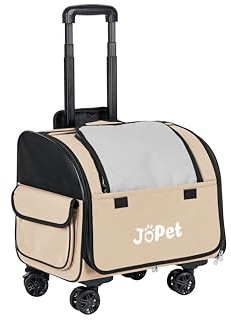 JoPet Haustiertasche Tragetasche mit Rollen, Haustierrucksack mit Rädern, kleine Hundetragetasche, Katzentragetasche, abnehmbare Räder, Reisetasche, Haustierwagen, weiche Seitentrage mit Rollen