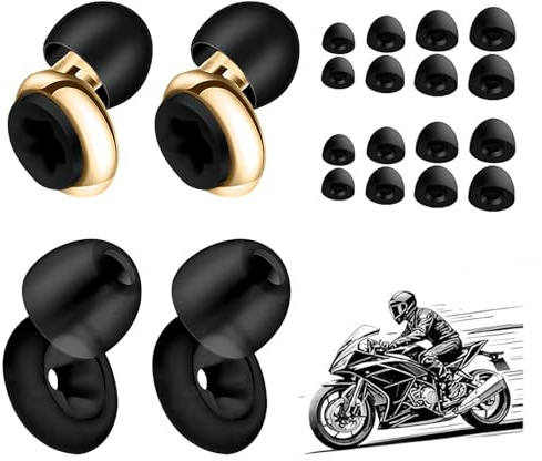 2Pairs Motorcycle Ear Plugs, Motorcycle Ear Plugs Wind Noise Reduction, Waterproof Motorbike Earplugs - 27 Db, Ultra-Comfy Reusable Silicone Earplugs for Hearing Protection with 8 Eartips