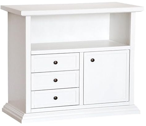 Vicentini arreda MOBILE PORTA TV IN LEGNO SHABBY CHIC LACCATO BIANCO 3 CASSETTI 1 VANO A GIORNO 1 ANTA BATTENTE