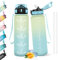 HoneyHolly Borraccia 1 Litro, Libre de BPA & A Prova di Perdita, Water Bottle con Cannuccia, Reutilizables, Bottiglia Motivazionale, Water Bottle per Scuola, Palestra, Ufficio, Sport