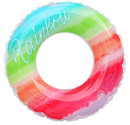 Gogogmee Aufblasbarer Schwimmring mit Regenbogen Design für Erwachsene und Umweltfreundlicher Sicherheitsring Leicht zu Verstauen für Pool Strand und See Farbverlauf