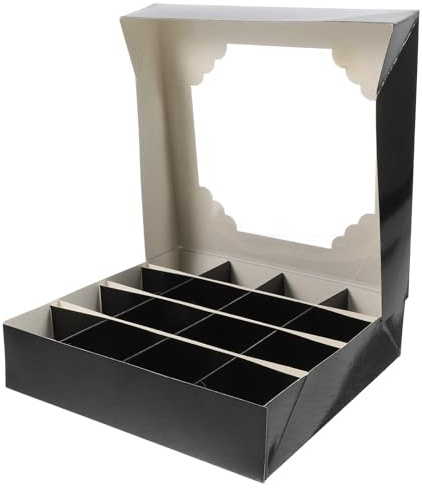 CAXUSD 5 Stück Geschenkboxen mit Transparentem Fenster 16 Fächer Schachtel aus Papier Pralinenschachtel für Valentinstag Hochzeit Party und Süßigkeitenaufbewahrung