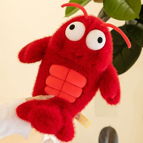 Xiyocadt Kleiner Hummer Kuscheltier, Plüsch Plüschtier, Kreativität Bauchmuskeln Kissen, Warmer Haustier Lobster Spielzeug Geeignet zum Spielen und Umarmen (27CM)