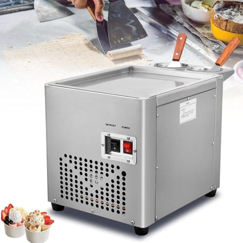 Ice Cream Roll Maker with Compressor and 2 Scrapers - Commercial Fried Ice Cream Machine for Delicious Rolled Treats