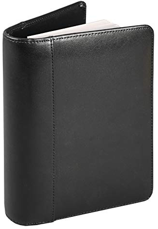 Samsill Regal Leder Visitenkartenbuch 6-Ringbuch für 120 Visitenkarten und A-Z Register schwarz