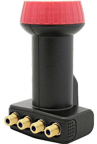 Megasat Diavolo Quattro LNB – Universal-LNB (für Betrieb an Multischalter, vergoldete F-Anschlüsse, für höchste Ansprüche, 0,1 dB Rauschmaß) – Schwarz/Rot