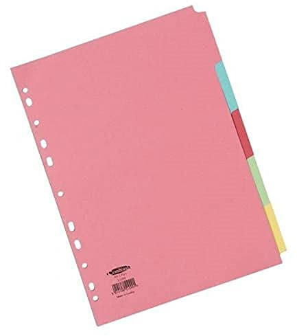 5 Star Subject Dividers Multipunched Manilla Card 10-Part A4, Multicolored (Pack of 10)