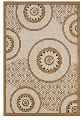 Lalee 347170036 Designer Teppich / Muster : Kreise / 3D Hoch-Tief / Weich / Beige / Grösse : 80 x 150 cm