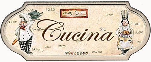Domus Artis Targa per porta cucina Shabby Chic Country Decoro Cucina, 21.5 x 8 x 1 cm, Legno