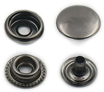 100 Sets 12 mm 1/5,1 cm genäht Schnalle Schnappverschluss aus Metall Leder Craft Rapid Stift Fassung Nähen Knopf, metall, Nickel Black, 12mm 1/2