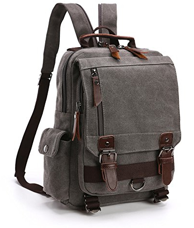 LOSMILE Zaino Uomo donne Zaini Tela Zainetto Borsa a Tracolla Borsa di Tela Sacchetto del Messaggero Sacchetto di Messenger bag Backpack. (Grigio)