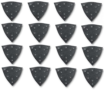 Fein 63717295020 Schleifblätter Korn 120 | Kantenlänge 130mm | universeller Einsatz auf nahezu allen Materialien | gelocht | Klettschnellbefestigung | hohe Abtrageleistung | 16 Stück, 1 V, Schwarz