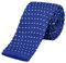 DonDon schmale Strickkrawatte 5 cm - blau mit weißen Punkten