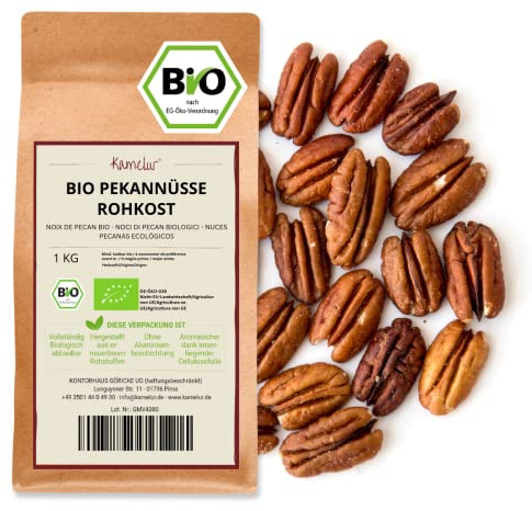 Kamelur Bio Pekannüsse - 1kg - Pecannüsse in Rohkostqualität ohne Zusätze
