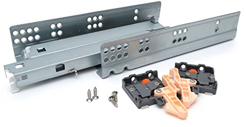 GTV - Underfloor Guides 1 Pair Drawer Slides with Soft Close System - Self-Closing Drawer Runners - Modern Slide with Damping, Full Extension, 400 mm, Maximum Load 35 kg