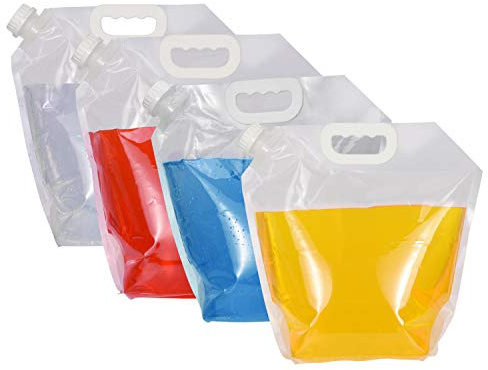 Nainsect 4 Pack 5L BPA Free Collapsible Water Tank Container Portable Lightweight Space Saving Outdoor Folding Water Bag for Sport Hiking Camping Riding Mountaineer (Clear)