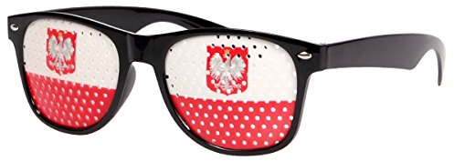Alsino WM Fanbrille Fussball Brille Länderbrille Gitterbrille Deutschland, Portugal, Brasilien, Schweiz, England, Spanien, Italien, Frankreich, Russland, Kroatien, usa, (V-1164 Polen)