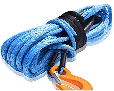 Câble de treuil en Kevlar 12 mm x 30 m Synthetic Winch Cable for ATV UTV Car Heavy Duty Vehicle Towing Ropes (bleu, 12 mm × 30 m)