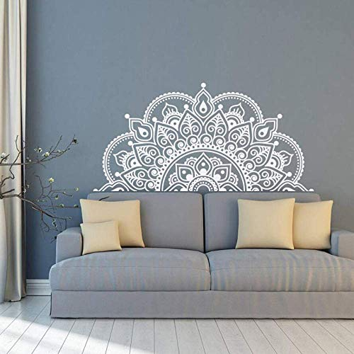 Wandtattoo Mandala, Halbes Mandala, Vinyl-Wandaufkleber, Yoga-Geschenkideen, Hauptschlafzimmer, Kopfteil Art Pattern Decor 85X42Cm -B