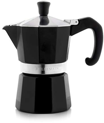 Bellemain Stovetop Espresso Maker Moka Pot (Black, 3 Cup)