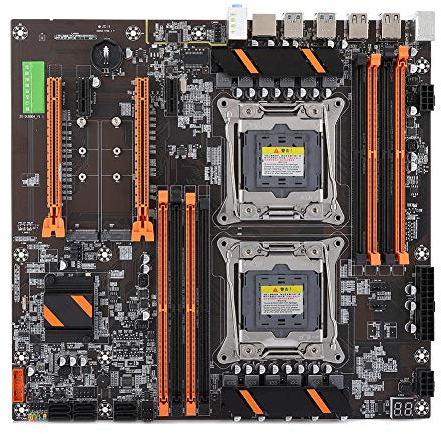 Placa base de servidor dual X99, trasera 4 Tarjeta de red USB3.0 Gigabit 8 Ranura de memoria Soporte de placa base 4-Gen 8 * DDR4 DIMM DIMM 3000/2666/2400/2133MHz Placa base de servidor para computado