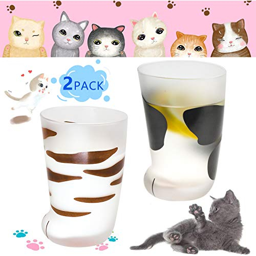 Tazza con zampa di gatto, con zampa di gatto, divertente regalo di compleanno, bicchiere da latte in vetro smerigliato, con stampa a zampa di gatto, per uomini e donne