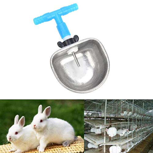 Abreuvoir à lapin automatique Abreuvoir Fix Bol, 10 ensembles Abreuvoir à lapin en acier inoxydable, Accessoires d'alimentation de la cuvette d'eau, pour Marten Fox(Connecteur en T en une pièce)